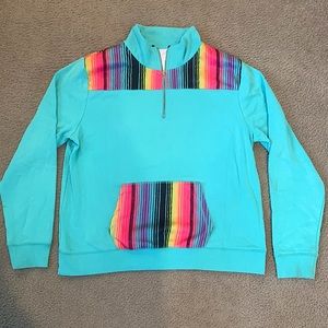 Western Turquoise and Serape Quarter Zip
